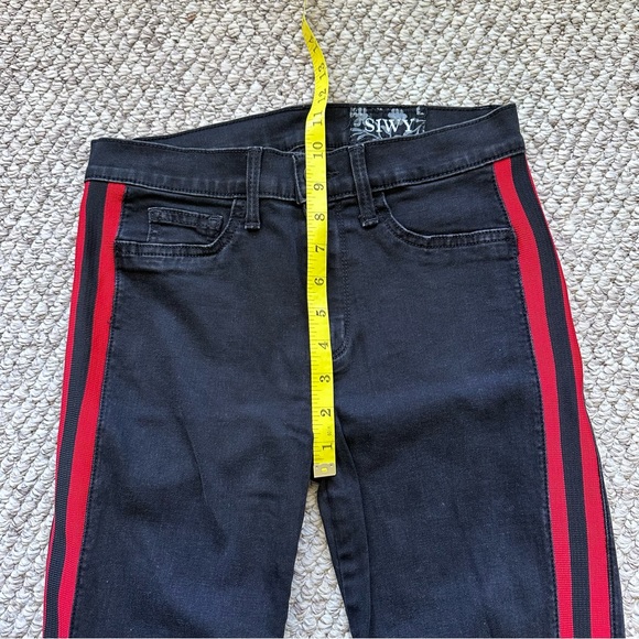 SIWY women’s jeans red stripe bottom stirrups black red size 28” waist USA Made - Picture 6 of 14
